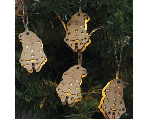 Julgran med ljusslinga i trä med jultema