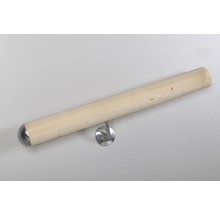 Trähandledare med fäste och ändstycken i rostfritt stål