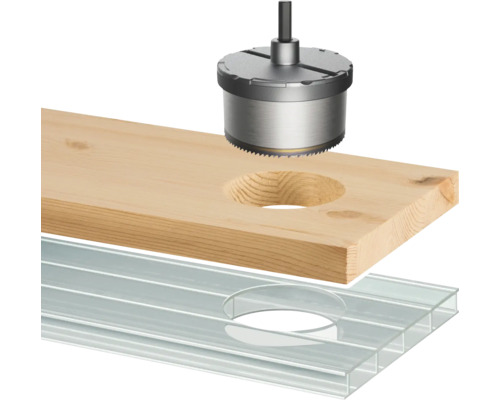 Hålsåg borrar hål i trä och plastpanel