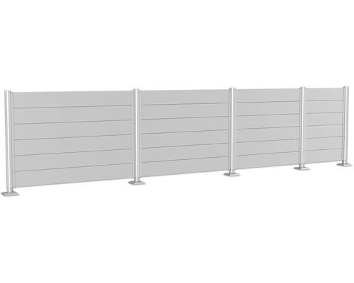 Synskyddsstängsel av horisontella element och metallstolpar