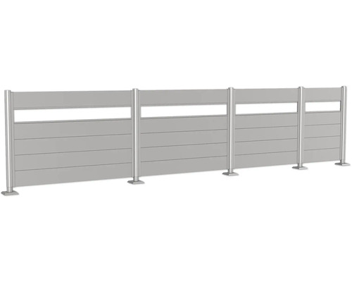 Insynsskyddsskärm gjord av horisontella element och stolpar