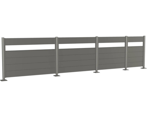 Sichtskyddsstängsel av aluminium med horisontella lameller och stolpar