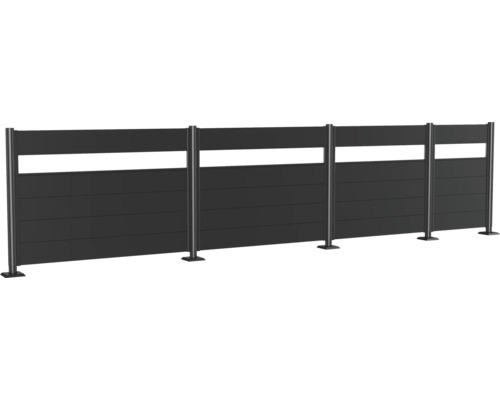 Insynsskyddsstängsel med stolpar och horisontella element för trädgården