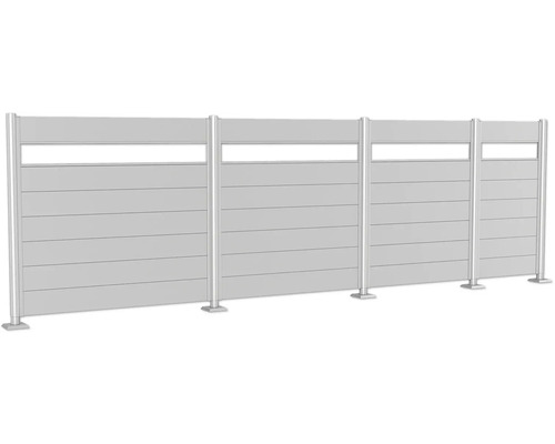 Synskyddsstängsel med horisontella lameller och stolpar