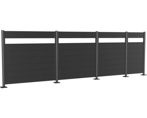 Synskyddsstaket med horisontella lameller och stolpar