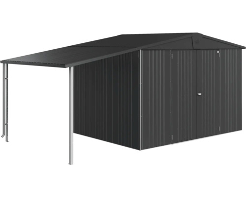 Förråd med tak för förvaring av trädgårdsredskap och utrustning