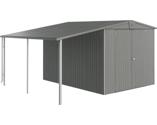 Metallförråd med tak för extra förvaringsutrymme