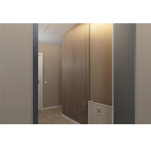 Hall med väggpaneler och element