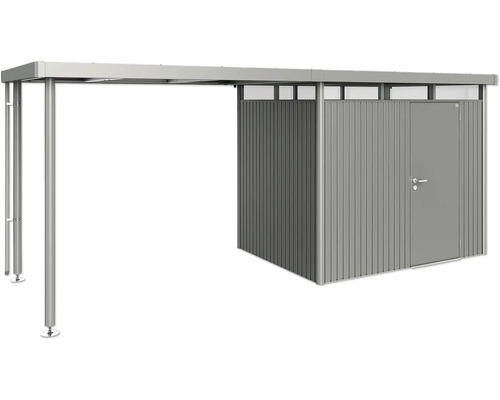 Cykelgarage med redskapsbod och tak