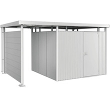 Metallförråd med tak och dörr