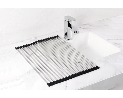 Diskho med avrinningsgaller i rostfritt stål och armatur