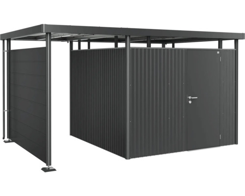 Redskapsbod med tak och skjutdörr