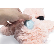 Hand lägger en elektronisk enhet i ett gosedjur