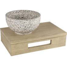 Dekorativ skål på trälåda