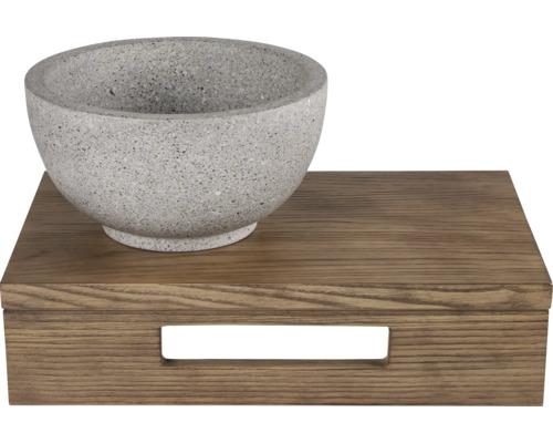 Stenskål på träbricka