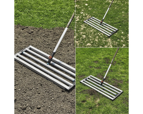 Gardena gräsmattsutjämnare för utjämning av gräsmattor och spridning av jord