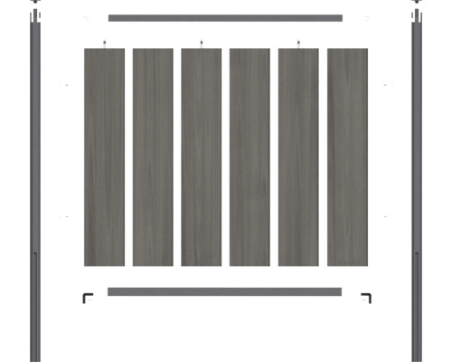 Staketselement med ram och träfyllning