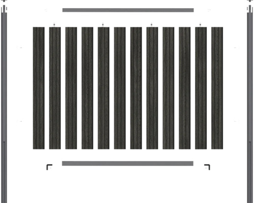 Insynsskyddsstaket med vertikala lameller och ram