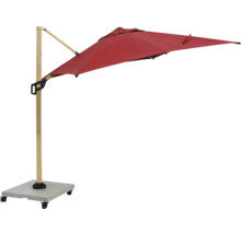 Rött hängparasoll med bas och hjul