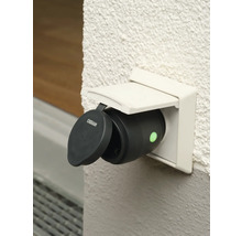 Osram logotyp med utomhusuttag med gångjärnslock