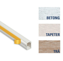 Kabelkanal i plast med tejp för betong, tapeter och trä