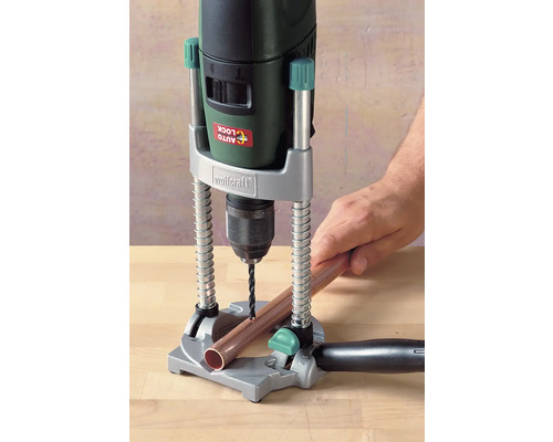 Wolfcraft borrstativ med borrmaskin och kopparrör