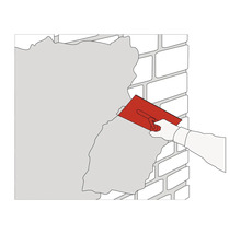 Illustration av en person som applicerar puts på en vägg med en murslev