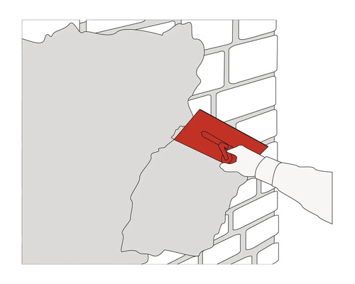 Illustration av en person som applicerar puts på en vägg med en murslev