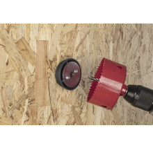 Wolfcraft hålsåg med centrumborr och dammsugaradapter används på trä