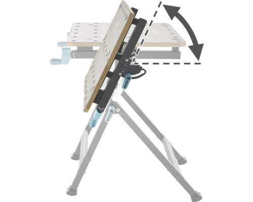 Justerbart arbetsbord med pilsymbol som indikerar lutningsjustering
