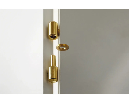 Mässingsfärgad dörrgångjärn för montering på en dörr