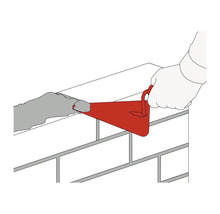 Illustration av en murare som applicerar murbruk på en tegelvägg med en murslev