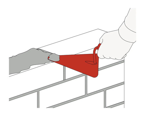 Illustration av en murare som applicerar murbruk på en tegelvägg med en murslev
