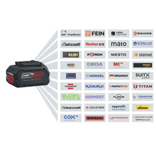 Bosch AMPShare batteri med logotyper för kompatibla märken