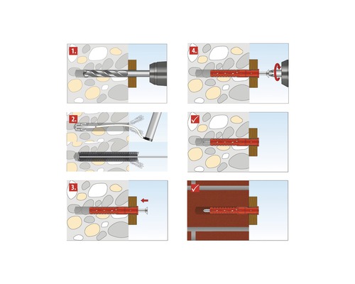 Instruktioner för installation av en pluggfäste i sex steg