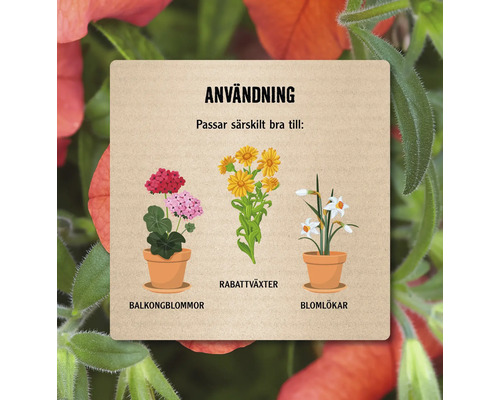 Användning: Passar särskilt bra till balkongblommor, rabattväxter och blomlökar.