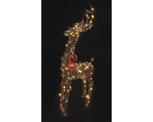 LED-ren dekoration av tråd med varmvit belysning och en rödsvartrutig rosett.