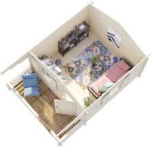 Attefallshus PALMAKO Emma 10,4+4,2 m² inkl. golv 330x460cm natur