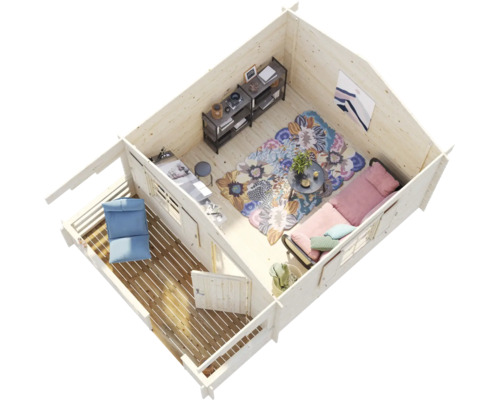 Attefallshus PALMAKO Emma 10,4+4,2 m² inkl. golv 330x460cm natur