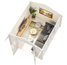 Friggebod PALMAKO Sally inkl. golv, fönster, entrétak 16m² (10,2m²) 300x360cm doppimpregnerad brun