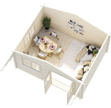 Attefallshus PALMAKO Helena inkl. golv, fönster, entrétak 27,0m² (15,1m²) 450x360cm impregnerad grå