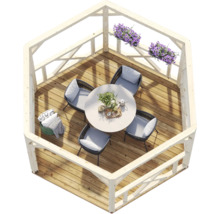 Paviljong PALMAKO Betty 9,9m² utan golv & takbeläggning 384x339cm doppimpregnerad grå