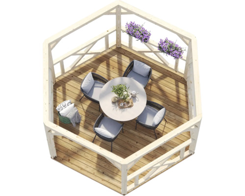 Paviljong PALMAKO Betty 9,9m² utan golv & takbeläggning 384x339cm doppimpregnerad brun
