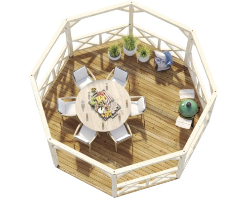 Paviljong PALMAKO Betty 18,0m² utan golv & takbeläggning 465x465cm doppimpregnerad grå