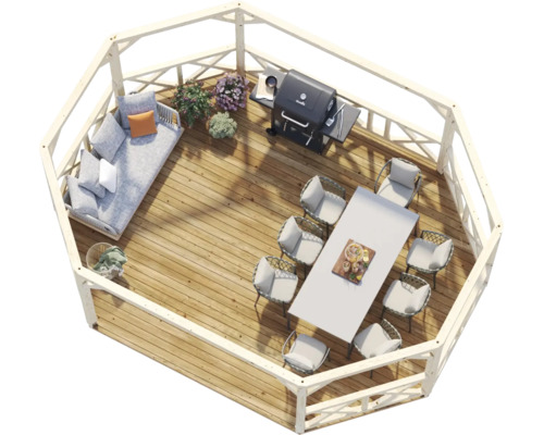 Paviljong PALMAKO Betty 25,0m² utan golv & takbeläggning 617x467cm doppimpregnerad grå