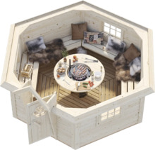 Grillstuga PALMAKO Eva inkl. fönster, golv, underkonstruktion 16m² 3(8,7m²) 26x326cm impregnerad grå