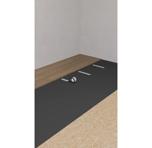 Installation av laminatgolv på ett underlagsmaterial med tejp för att sammanfoga våderna
