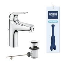 Grohe tvättställsblandare med bottenventil och snabbmonteringssystem inklusive monteringsnyckel och Grohe logotyp