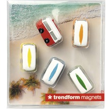 Trendform magnetset med surfbräda och husbilsmotiv på strandbakgrund