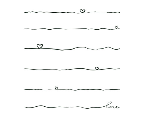 Illustration med horisontella linjer och hjärtsymboler